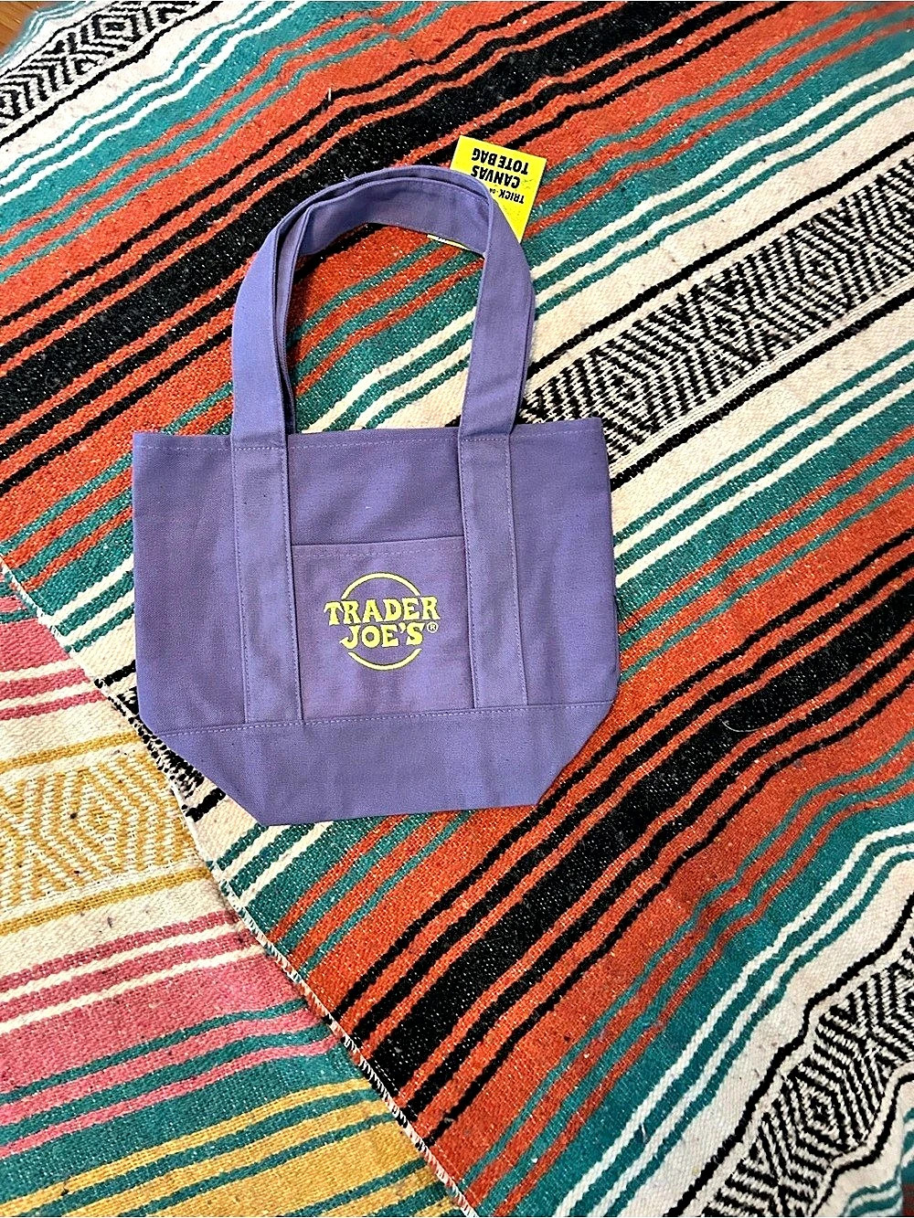 Trader Joe's Trick-or-Treat Mini Canvas Tote Bag Purple